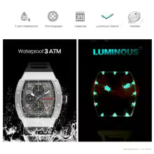 Megir 8411G Luxury Tonneau Men’s Quartz Watch with Auto Date & Sport Design